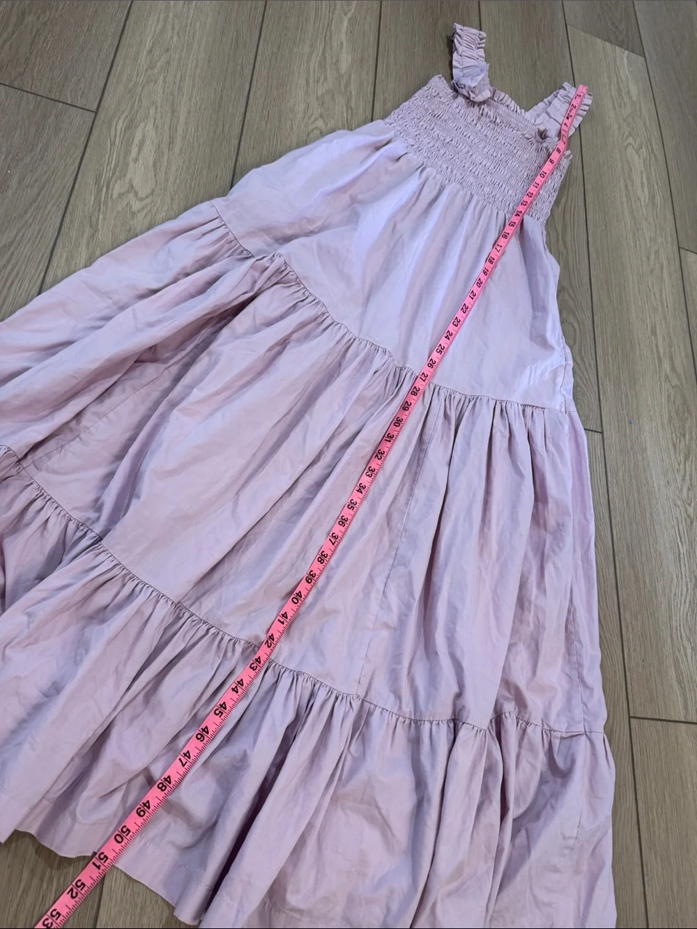 ABERCROMBIE & FITCH Smocked Bodice Easy Maxi Tiered Dress Sz S  Lavender